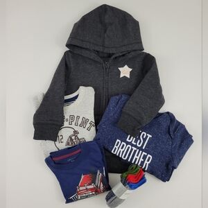 Bundlel of Five Charcoal Gray Kids Hoodie Jacket Bodysuit Sweatshirt Top Socks